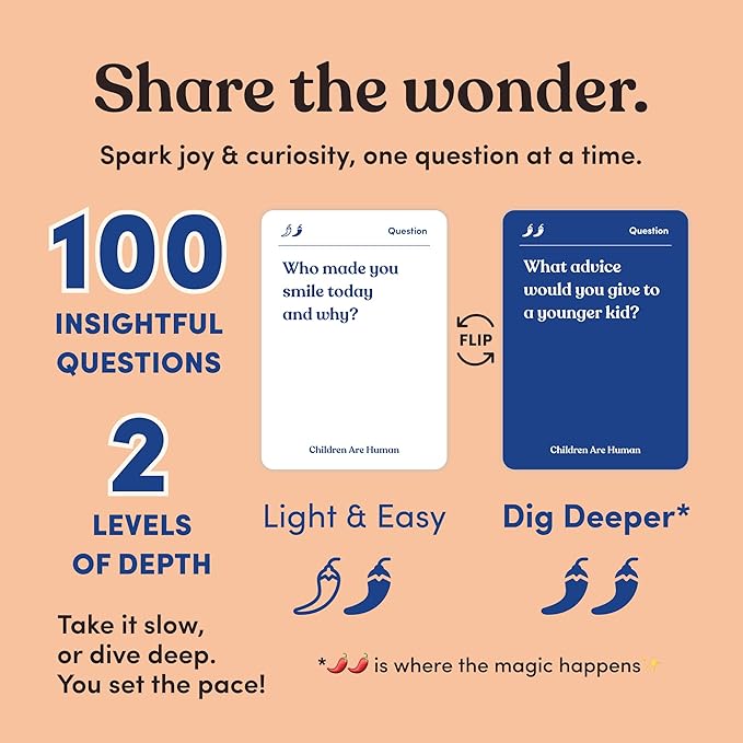 Children are Human | 140 Conversation Cards to Help Bond with Kids | Card Game for Elementary School Children | Designed by Experts for Grades 2-5 | Ages 7-10+