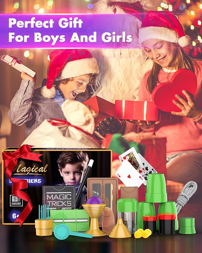Magic Kit for Kids, 300+ Magic Tricks Perfect Toy for Boys and Girls, Magic Wand Magician Set with Instruction Manual and Video for Beginners Ages 6 7 8 9 10 11 12 Years Old