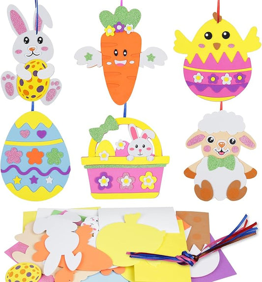Fennoral Easter Craft Kit for Kids - Make Your Own Easter Foam Stickers, Ornaments & DIY Arts & Crafts Party Supplies