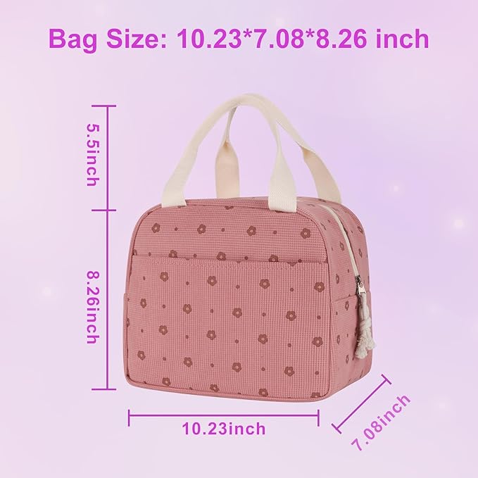 Lunch Box for Women, Reusable Insulated Lunch Box Floral Tote Bags Corduroy Totes for Women Office Work Travel Picnic