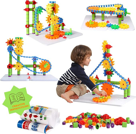 ZOZOPLAY STEM Learning Toy – 170 PCS Creative Engineering Gears & Construction Building Blocks, Kids Gears Toy Educational Set for Boys and Girls Ages 4–8