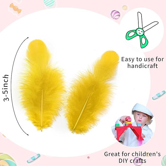 Soarer 300pcs Gold Feathers for Crafts - 3-5inch Craft Feathers Bulk for Wedding Home Party, Dream Catcher Supplies and DIY Crafts(Gold)