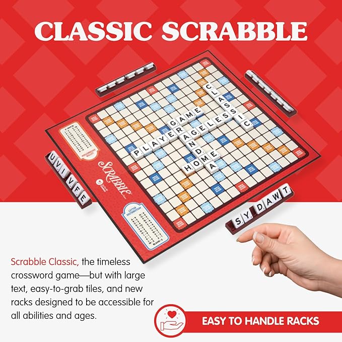 Joy for All Senior Word Games - Classic Scrabble & Bingo - Easy to Read & Grip - Board Games for Elderly Adults, Orange