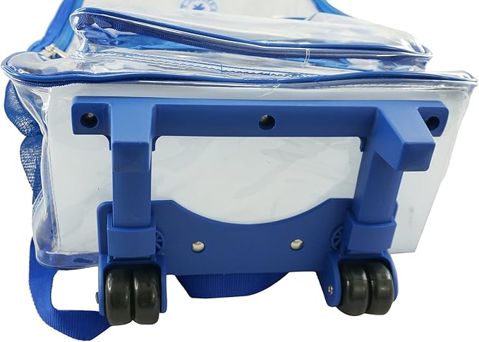 K-Cliffs Rolling Clear Backpack Heavy Duty Bookbag Quality See Through Workbag Travel Daypack Transparent School Book Bags w/Wheels