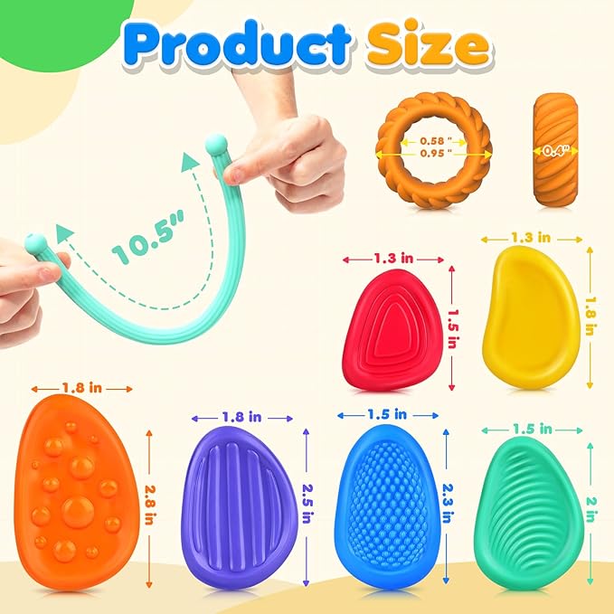 Fidget Sensory Toys for Kids: 26 Pack Quiet Squishy Fidgets for Classroom Students Prizes- Textured Soft Fidget Rings Stretchy Strings for Autism Calming Down - Office Desk Toddler Travel Treasure Box