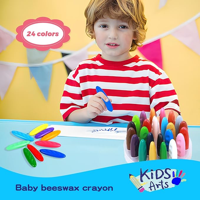 Peanut Crayons for Kids, 24 Colors Washable Toddler Non-Toxic Baby for ages 3-5, 5-8, 4-8, Coloring Art Supplies, Gift for Boys and Girls Back to School