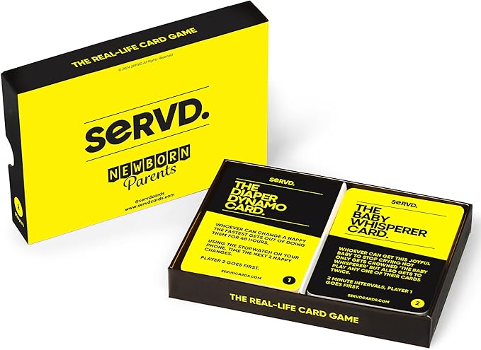 SERVD - Newborn Parents - The Hilarious Real-Life Couples Card Game for Infant Parents | Ultimate Gift for Baby Showers, New Moms & Dads, and 1st Birthdays