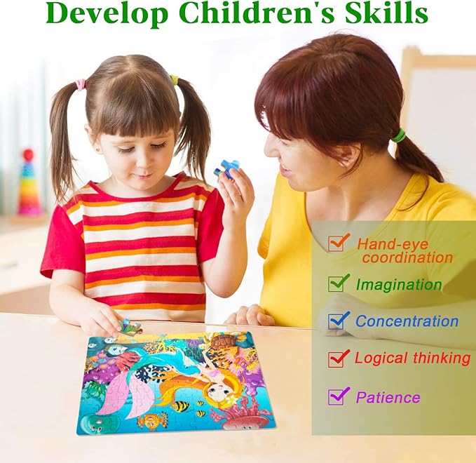 Puzzles for Kids Ages 4-8,100 Piece Puzzles for Kids,Educational Kids Puzzles Jigsaw Puzzles in Metal Box,Puzzle Games Puzzle Toy for Girls and Boys
