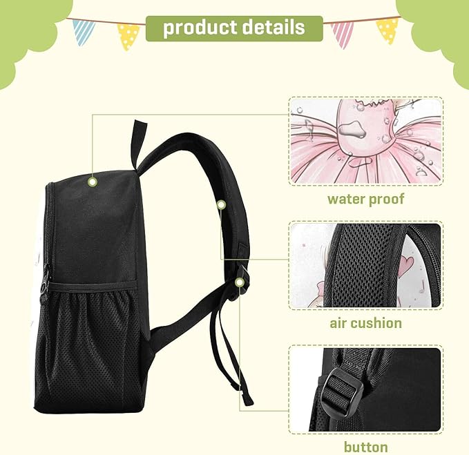 Ballet Bunny Heart Toddler Backpack for Boys Girls 3-6 Preschool Small Backpacks Kids Mini Kindergarten Bookbag for Elementary for Travel School