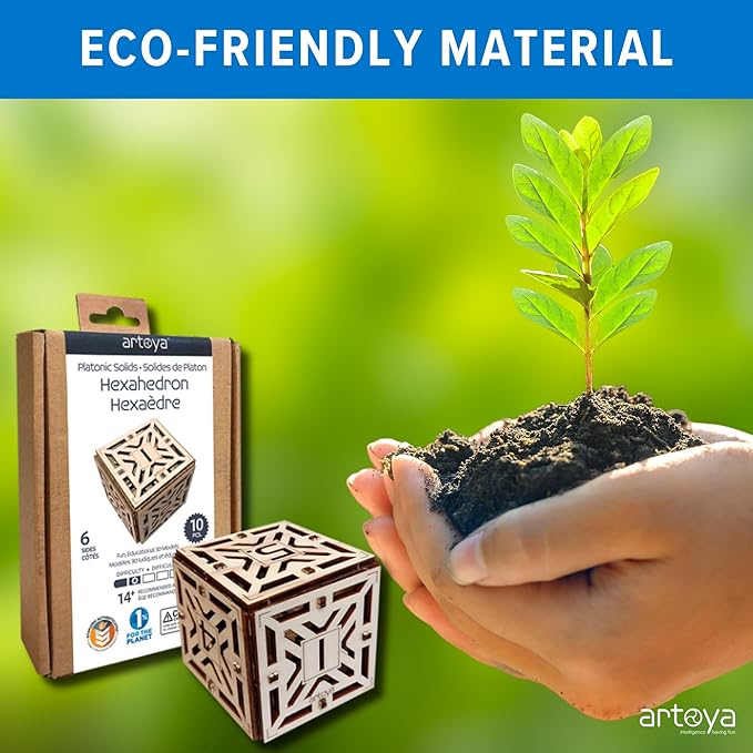 3D Wooden Puzzles for Teens & Adults – Smart Brain Teaser Puzzles, Wood Models, Creative & Educational Fun, Sustainable Materials, Ages 14 and Up Hexahedron D6