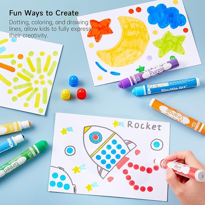 Shuttle Art Dot Markers, 30 Colors Washable for Toddlers with Free Activity Book, Bingo Daubers Supplies for Kids Preschool Children, Non Toxic Water-Based Dot Art Markers