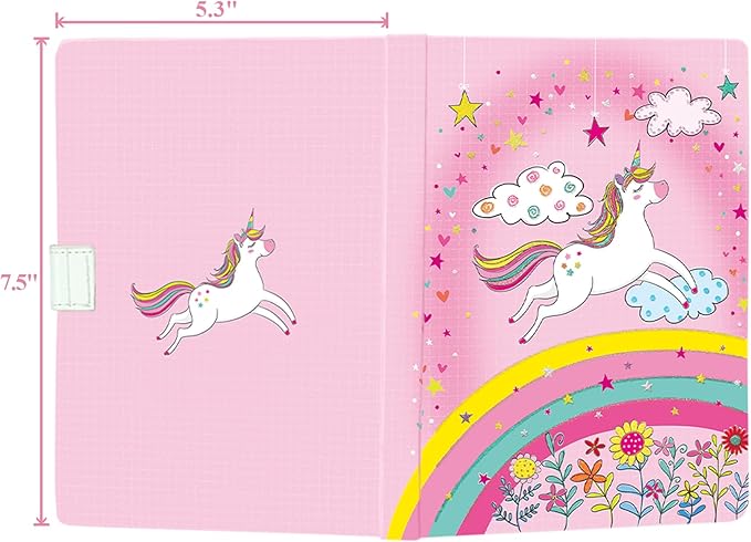 Unicorn Journal for Girls - Gift for Kids - Diary with Pen & Magnetic Closure, 192 Pages for Writing, 5.3"x7.5" Hardcover Lined Notebook