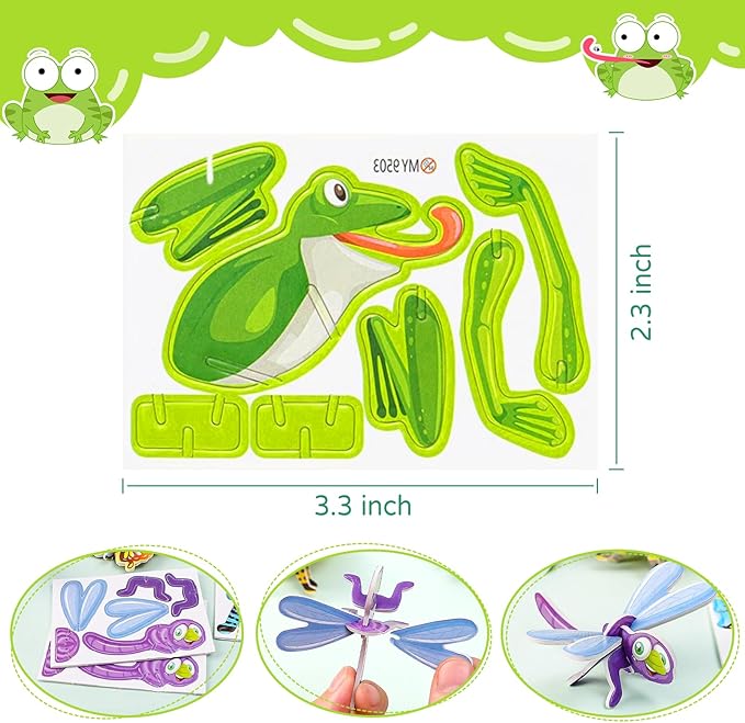 3D Cartoon Puzzles, 100 Pcs 3D Puzzles, Educational 3D Cartoon Puzzle for Kids Ages 4-10, Montessori Toys, Birthday Gift