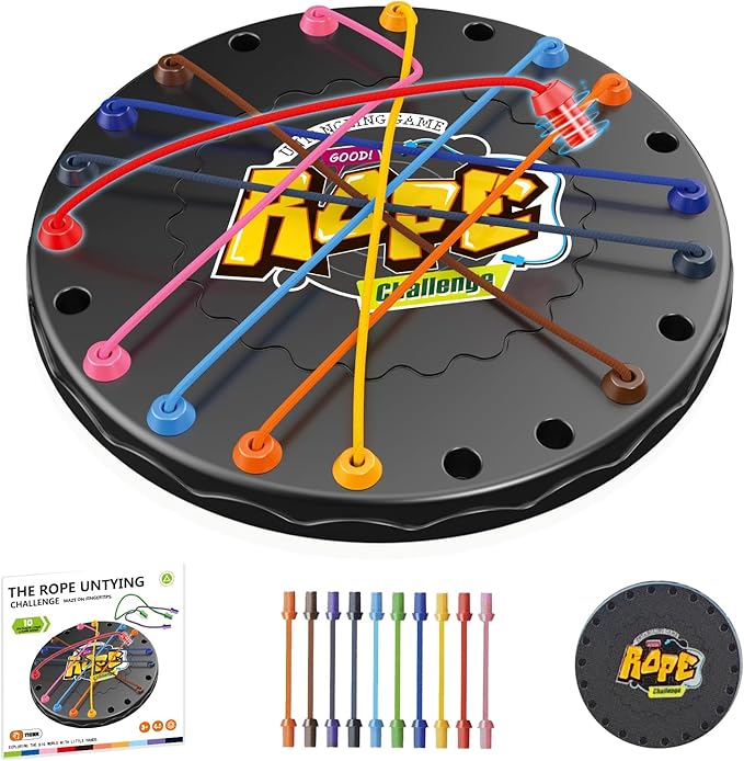 Rope Untangling Puzzle Game, Mini Travel Size Educational Strategy Board Game for Kids & Adults, Family Travel Party Games with Multi-Level Challenges, Gifts for All Ages(Mini)