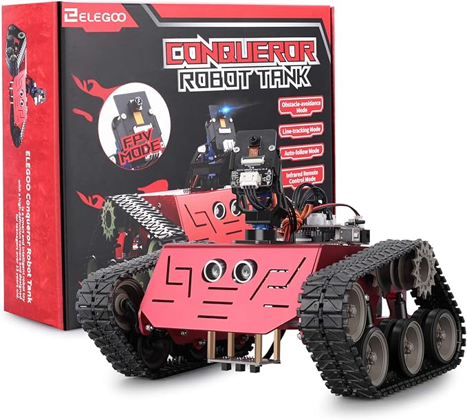 ELEGOO Conqueror Robot Tank Kit with UNO R3 for Arduino Robotics for Kids Ages 8-12 12-16 STEM Science Kits Coding Robots Toys for 8+ Year Old Boys Girls Teens Circuits Engineering Building Project
