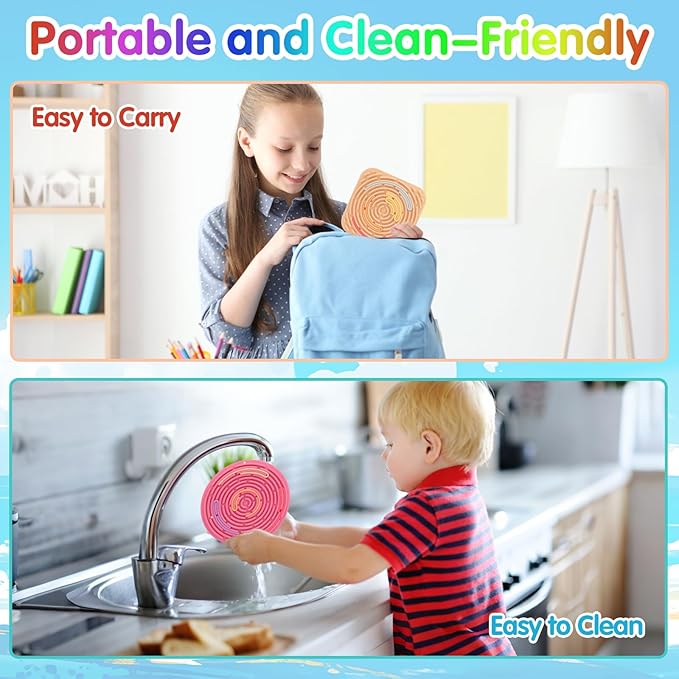 2-Pack Sensory Activity Board for Kids, Double-Sided Fidget Toy with 20 Silicone Strips(Color in ramdon), Montessori-Inspired Fine Motor Skill Toy for Autism, ADHD, Anxiety Relief, Ages 3+