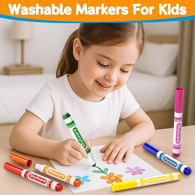 Washable Markers for Kids, 240 Count Markers Bulk with Broad Line Conical Tip, Coloring Marker in 12 Colors for Classroom School Supplies and Art Projects
