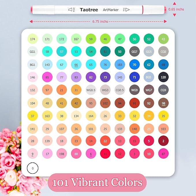 Taotree Alcohol Markers 101 Colors Dual Tips Art Markers Sketch Pens Set, Art Supplies Kit, Drawing Pens Set for Adult Coloring Books Painting, Sketching, Gifts for Teens Girls Boys Kids Artists