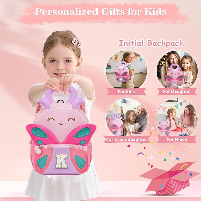 YOOLIFE Backpack for Girls Kids Toddler Birthday Gifts Personalized Kids Backpack for Little Girls, Kindergarten Elementary School Bookbag for Girl Toddler Teen Gift for Daughter Sister Pink K