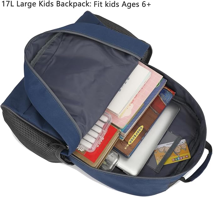 FlowFly Kids Backpack for Toddler Boys Girls, Simple Lightweight Bookbag for Daycare Kindergarten Elementary School Travel, Small Modern Bag (Large), Cyan