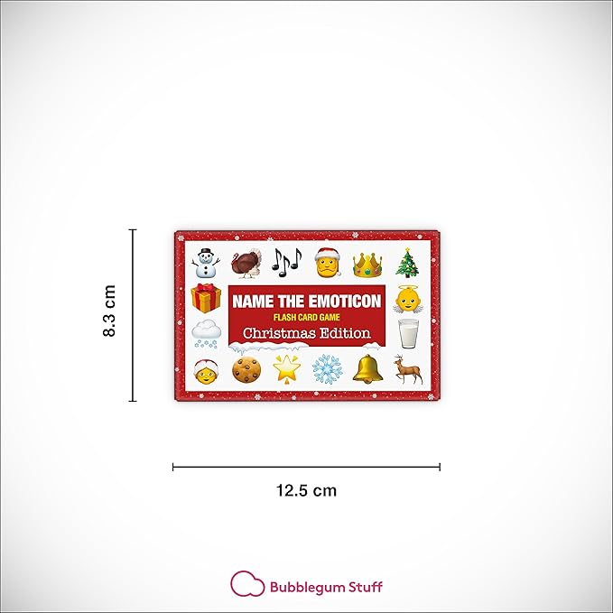 Bubblegum Stuff - Name The Emoticon Game - Christmas Edition - Guess Christmas Item Funny Emoji Flash Card Board Game - Fun Memory Game - Suitable for Family, Kids, Teenagers & Adults…
