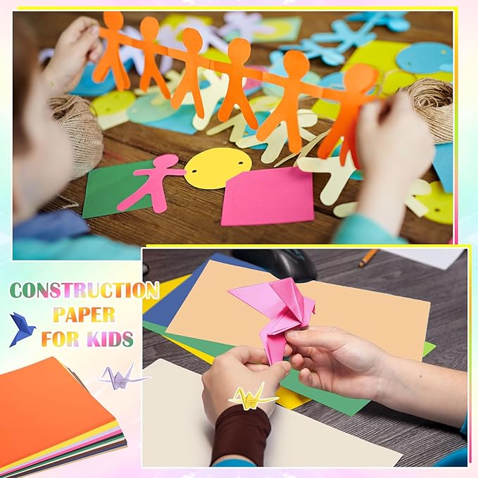 Sherr 1000 Sheets Construction Paper Bulk Colored Cardstock A4 9" x 12" Heavyweight Craft Printer Paper for Kids Bulk School Supplies Art(Bright Color)