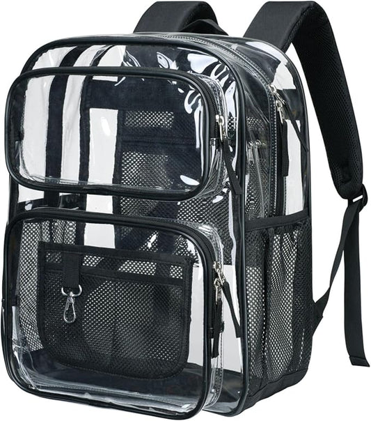 PACKISM Clear Backpack for School - 17 inch Large Heavy Duty Clear Bookbag, See Through PVC Backpacks (for age 12 above)
