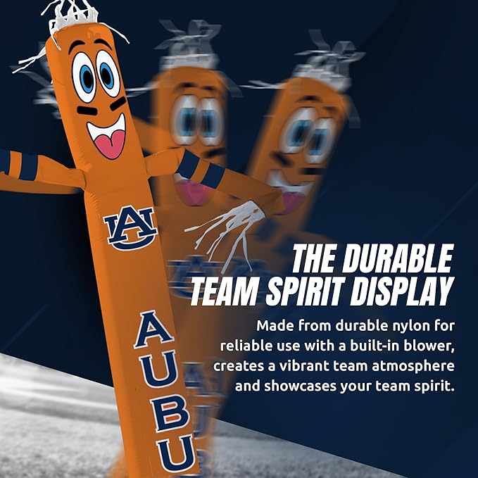 NCAA Auburn Tigers Football Wacky Waving Inflatable Tube Guy with LED Lights & Built-in Blower - 6" x 36" x 96" Inflatable Tube Man Crazy Sports Fan Outdoor Party Decoration