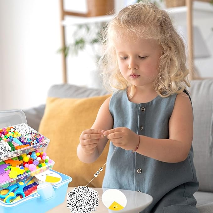 3000Pcs Arts and Crafts Supplies for Kids Craft Kits with Pipe Cleaners Crafting Supply All in 3 Layered Craft Box DIY Crafts for Kids Ages 4-8 8-12 Homeschool Supplies Toys Gifts for Girls & Boys