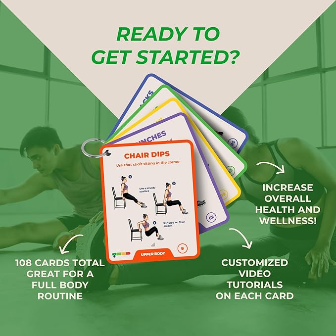 100+ Bodyweight Exercise Flashcards for Home Workout – PhysioSpace’s All in One Exercise Cards & Game Deck for Every Fitness Level with Video Tutorials (No Equipment Needed)