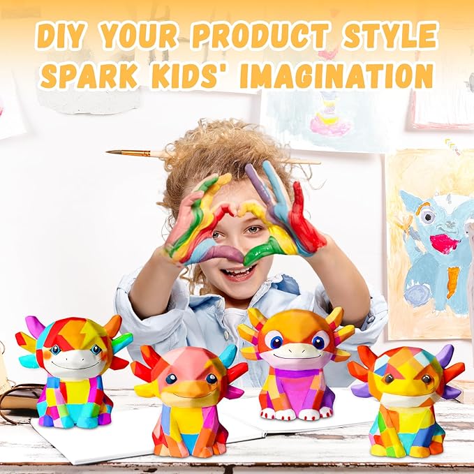 Paint Your Own Axolotl Lamp Kit, Art Supplies Arts and Crafts for Kids Ages 8-12, Creativity Painting Kit Toy for Girl Boy Teen, DIY 3D Axolotl Night-Light, Birthday Gift for Daughter Son