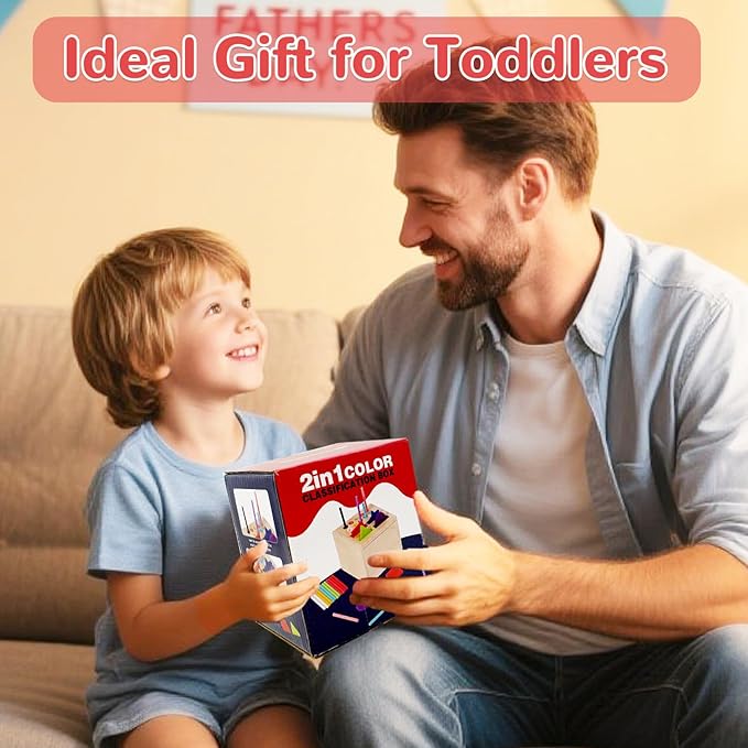 Wooden Montessori Toys for Toddlers, Color & Shape Sorting Matching Games, Fine Motor Skills Sensory Preschool Learning Educational Toys Baby Boys Girls Gifts (2 in 1)