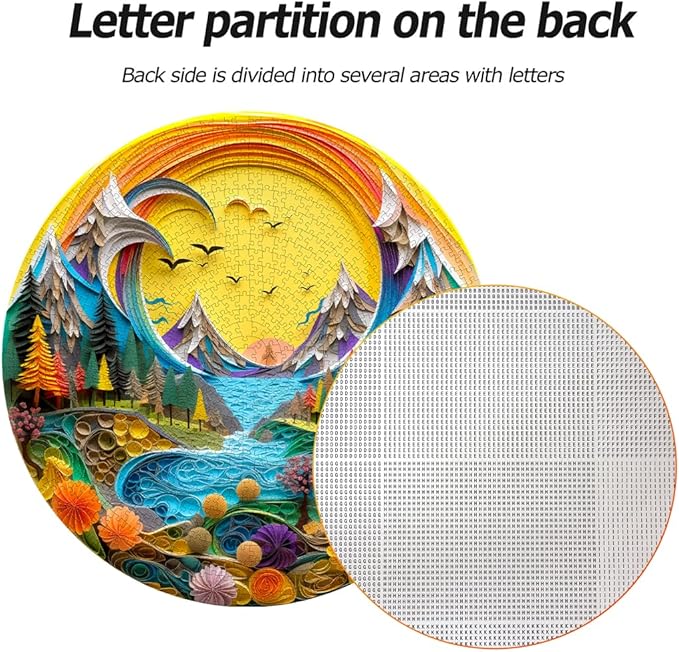 Bgraamiens 1000 Piece Jigsaw Puzzle - Sunset Abstract Paper Art Landscape for Adults - Vibrant Nature Puzzle with Mountains, River & Forest for Relaxing Decor & Gift