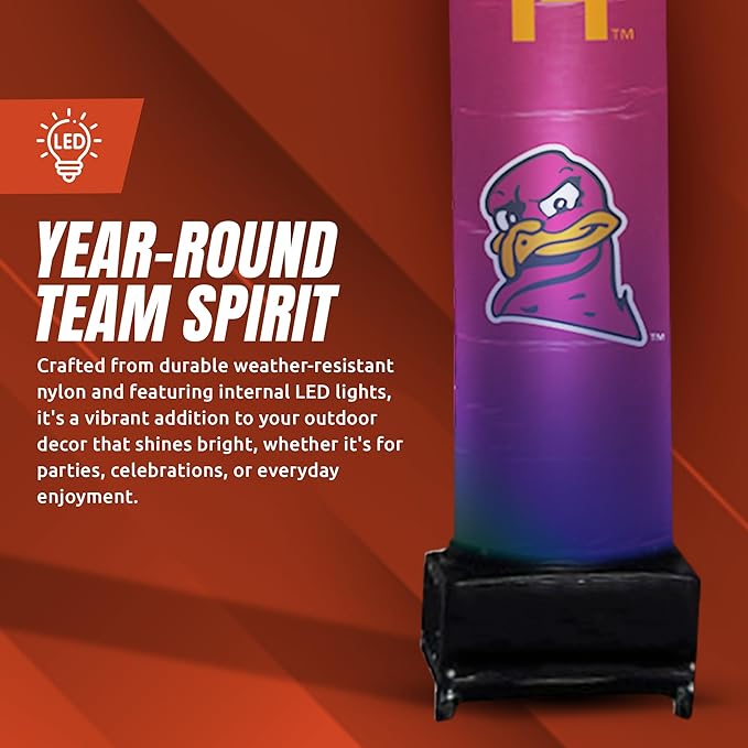 NCAA VT Hokies Football Wacky Waving Inflatable Tube Guy with LED Lights & Built-in Blower - 6" x 36" x 96" Inflatable Tube Man Crazy Sports Fan Outdoor Party Decoration