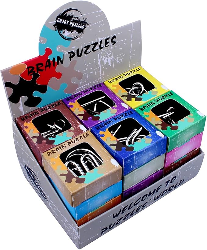 AHYUAN 24 Pack Metal Brain Teaser Puzzles IQ Wire Metal Puzzles with Paper Box Gift Package Fidget Toys Educational Puzzle Games Toys Magic Trick Toy Party Favors for Kids Adults Challenge