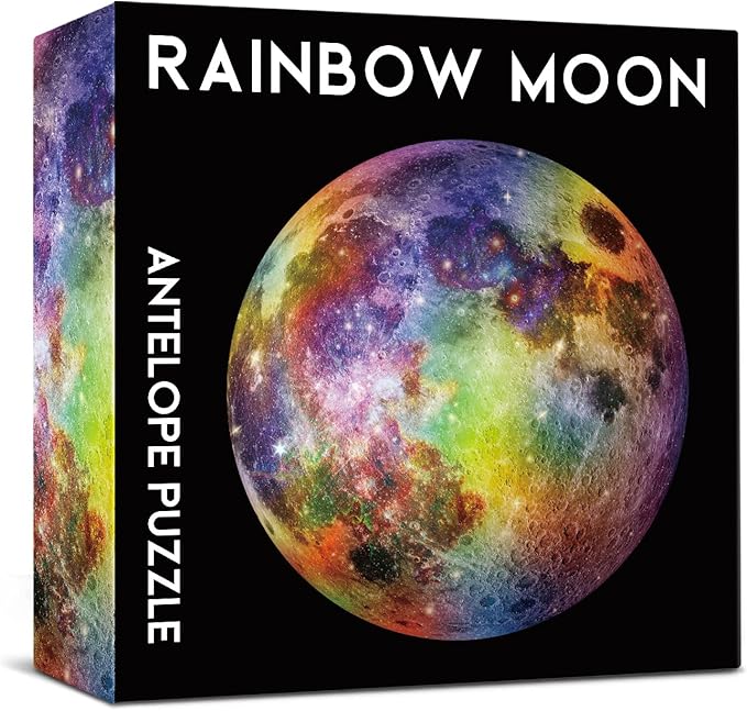 ANTELOPE Rainbow Moon 1000 Piece Jigsaw Puzzle for Adults, Space Theme, Paperboard, Round Puzzle, High Resolution, Matte Finish, No Dust, Includes Poster, 26.5 inches