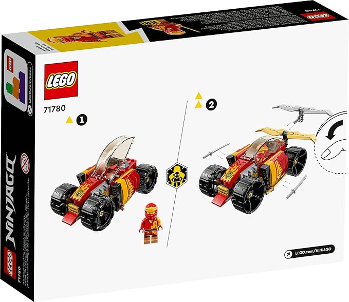 Lego NINJAGO Kai's Ninja Race Car EVO 71780, 20in1 Racing Car Building Toy Set, Kids Can Build a Off Road Vehicle and Racing Car, Ninja Mini Figure with Toy Swords, Gift Idea for Boys, Girls Age 6+