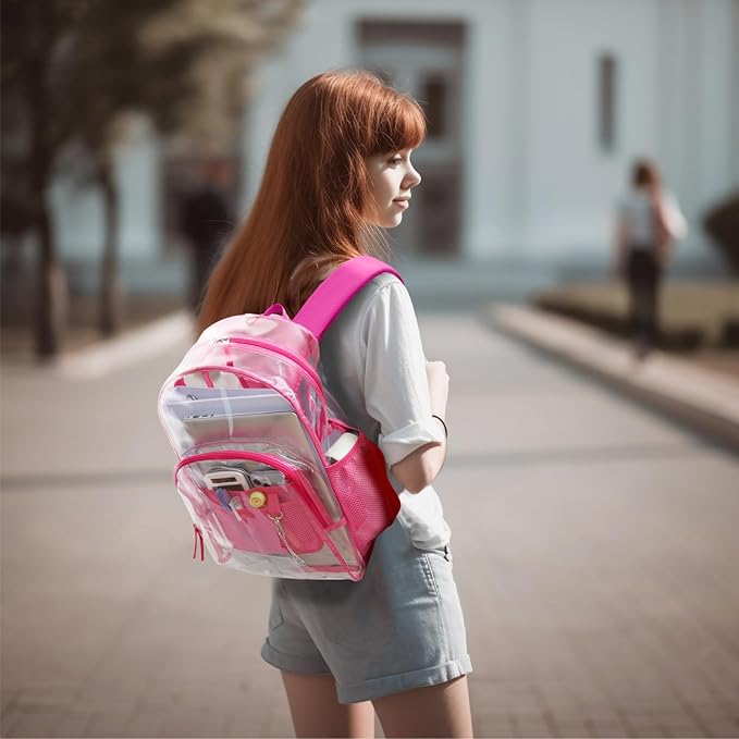 PACKISM Clear Backpack - 17 inch Heavy Duty Clear Backpacks for School, Large Transparent Bookbag for Students (Age 12+)