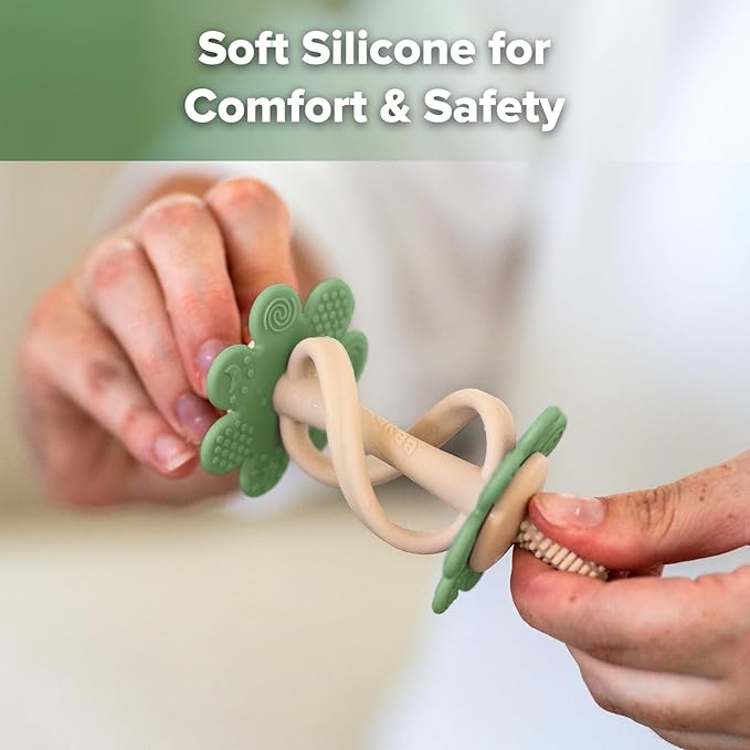 haakaa Silicone Baby Teething Toys,Nipple-Shaped End for Gum Massage,360Β° Baby Toothbrush Head for Self-Brushing Training,Easy to Grip-Pea Green