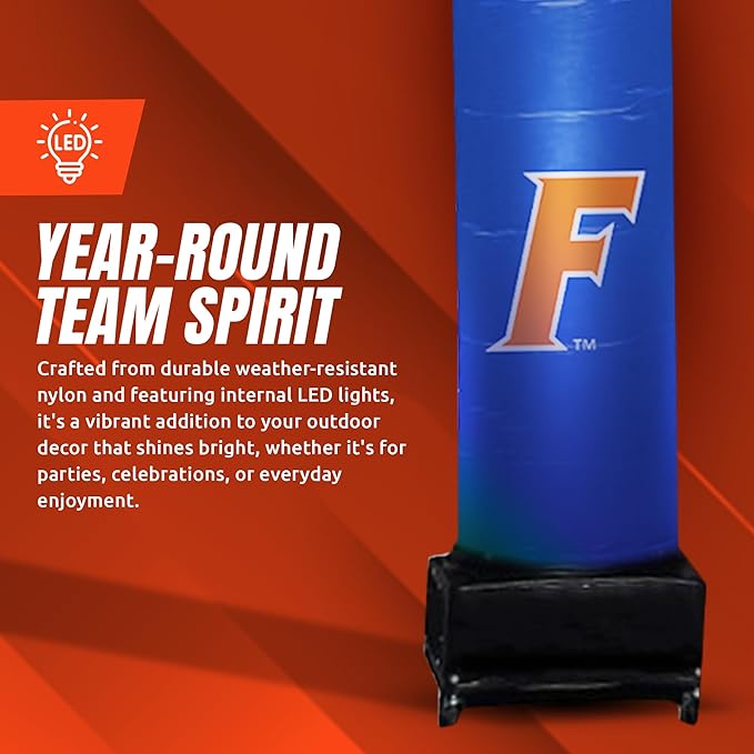 NCAA Florida Gators Football Wacky Waving Inflatable Tube Guy with LED Lights & Built-in Blower - 6" x 36" x 96" Inflatable Tube Man Crazy Sports Fan Outdoor Party Decoration