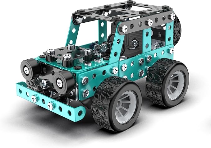 Buildable 3D Metal Engineering Kit 194-Piece STEM Set for Ages 8-16 Develops Logic Skills DIY Project Ideal Gift for Kids (Blue)