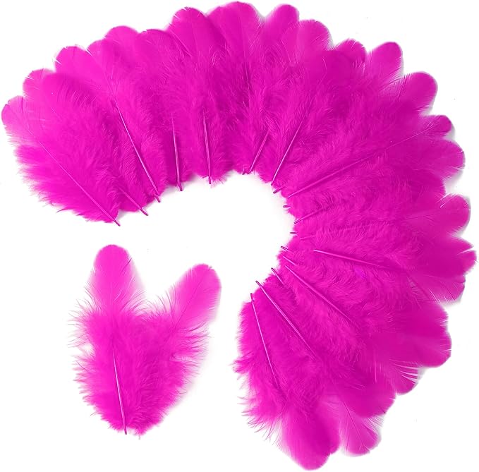 Soarer 300pcs Fuchsia Feathers for Crafts - 3-5inch Craft Feathers Bulk for Wedding Home Party, Dream Catcher Supplies and DIY Crafts(Fuchsia)