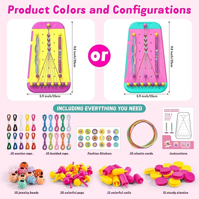 YYSTEBS Friendship Bracelet Making kit - Jewelry String braiding Set for Girls Age 6,7,8,9,10,11,12, Creative Toys for Christmas and Birthday Gifts