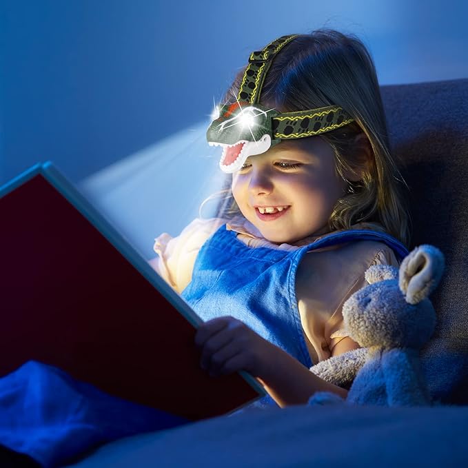 DX DA XIN Dinosaur Headlamp T-Rex LED Headlamps for Kids Flashlights Camping Gear - Dinosaur Toys for Boys Girls Toddlers Outdoor Toys for Kids Birthday Halloween Stocking Stuffers
