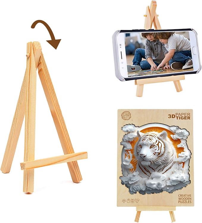 Wooden Puzzle for Adults-3D Visual Effect Paper Tiger Wooden Puzzle Unique Shape Advanced Wooden Jigsaw Puzzle for Adult, Best Birthday Gifts,Halloween Challenge Craft (L-13.4 * 13.4in-300pcs)