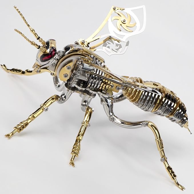 3D Metal Wasp Puzzles for Adults, Model Kits Mechanical Building Blocks, Difficult DIY for Assembly Gifts for Men Gold