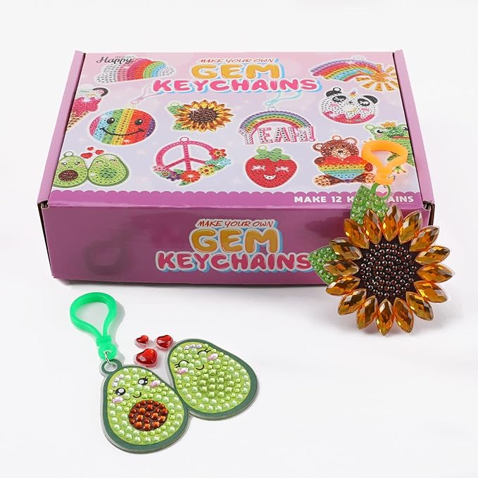Happy makers Big Gem Diamond Art Painting Arts Crafts Keychains Suncatchers Kits for Gifts, Mosaic Painting Kit by Numbers for Teens Toddler DIY Create Your Own Motivational Frog