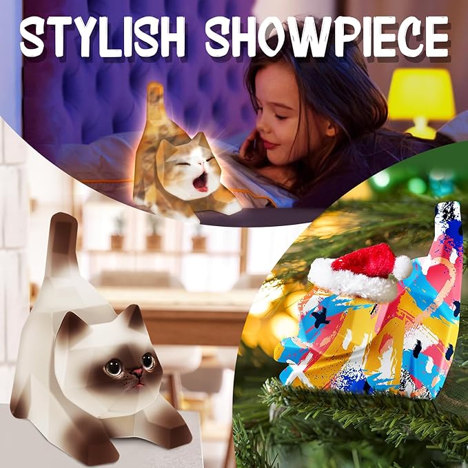 FUNZBO 4.3in Paint Your Own Cat Lamp Kit- Arts and Crafts Supplies Painting Set for Kids Teens, DIY Night Light Toy for Toddlers Girls Boys Age 3 4 5 6 7 8 9 10 11 12 13 +