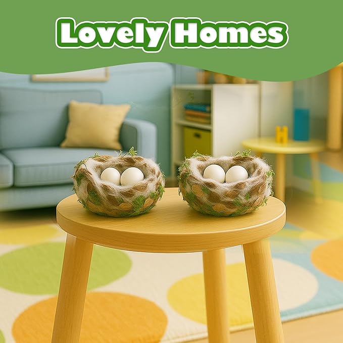 CHARTEKS DIY Bird Nest Craft Kit with 30 Twinkle LEDs and Simulated Eggs – Natural String Art Set for Home Décor, Kids STEM Toy, Creative Birthday Gift for Boys Girls Age 8+