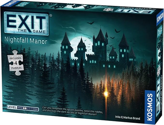EXIT: Nightfall Manor (with Jigsaw Puzzles) | EXIT: The Game – A Kosmos Game | Family-Friendly, Jigsaw Puzzle-Based at-Home Escape Room Experience | Collaborative Game | for 1 to 4 Players, Ages 10+